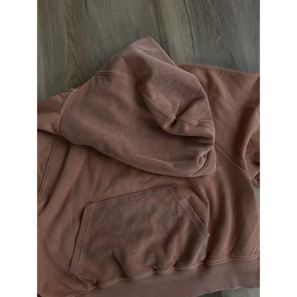 Aerie Women XXL burnt Orange Hoodie Cotton Raglan Sweatshirt Pockets Distressed - Picture 5 of 7